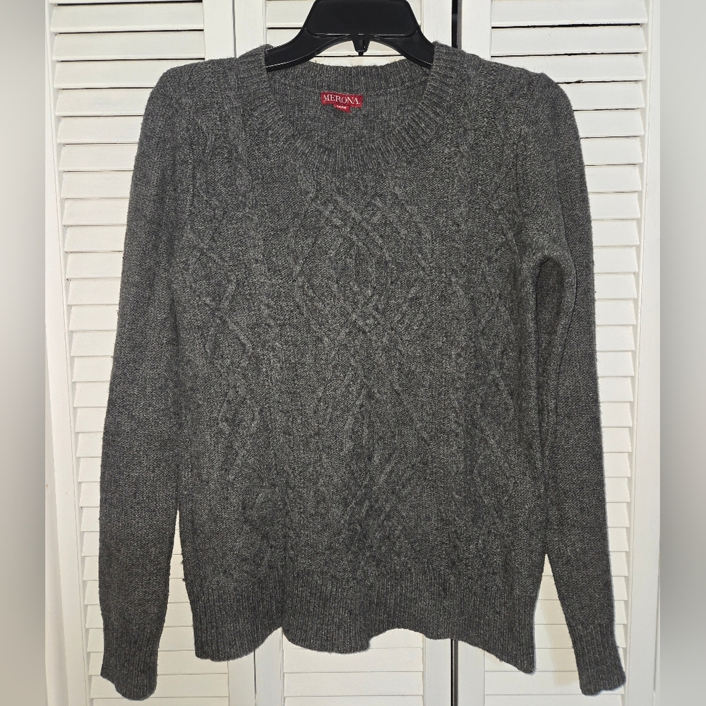 Merona Women's M Cableknit Gray Sweater